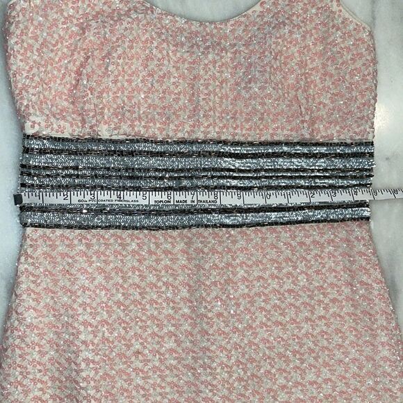 Badgley Mischka Sequin Beaded Sleeveless Mini Sheath Cocktail Dress - Picture 15 of 16